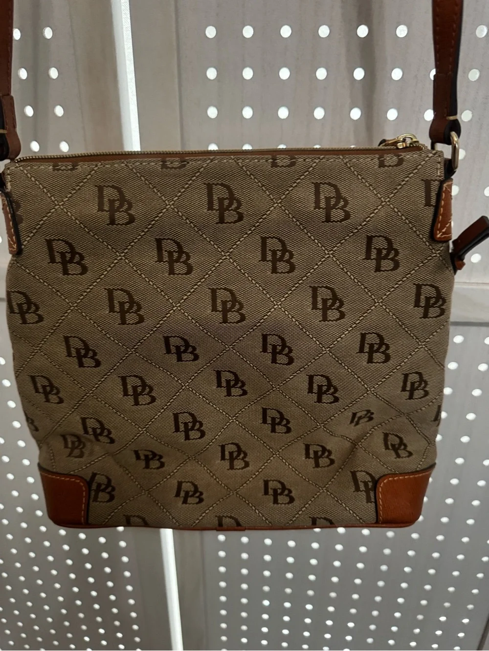 Dooney & Bourke Brown Tan Signature Crossbody Messenger